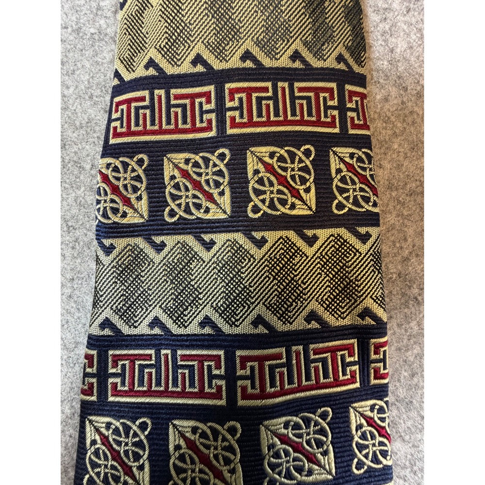 Patrick Francis Silk Necktie Mens OS Blue Gold Excellent Celtic Border Woven